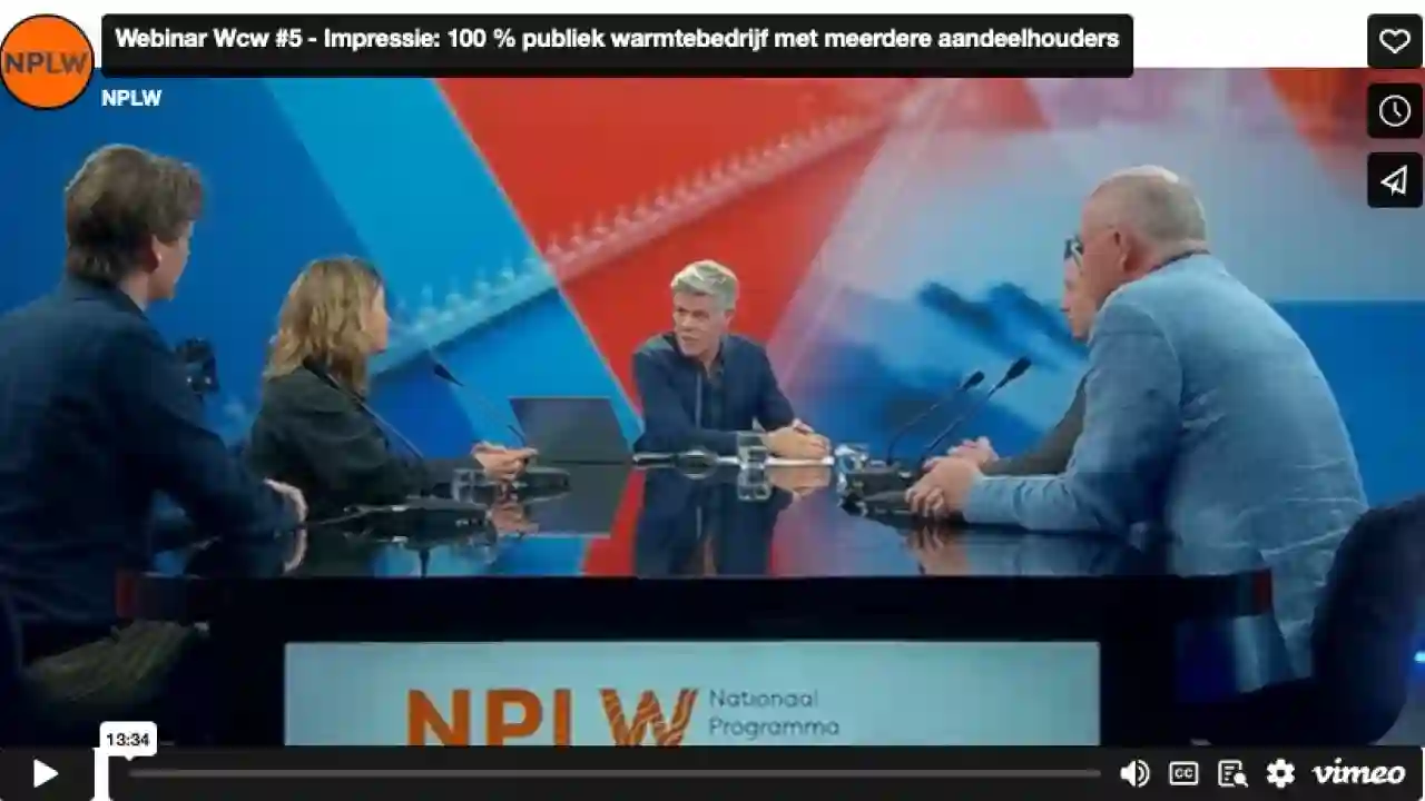 Impressie van NPLW-webinar 100% publiek warmtebedrijf met meerdere aandeelhouders